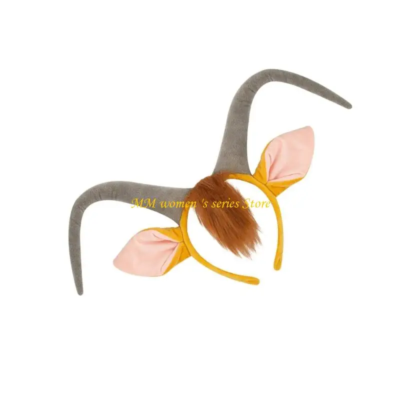 Q39C Accessorio per capelli elastico per orecchie animale, lavabile in lavatrice, materiali traspiranti per feste, costumi,