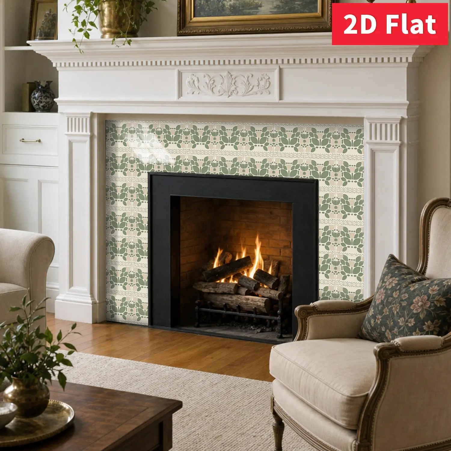 6 Inch Floral Pattern Wall Tile Stickers Waterproof Self‑Adhesive Decals for Home Renovation 8/16/32/64Pcs