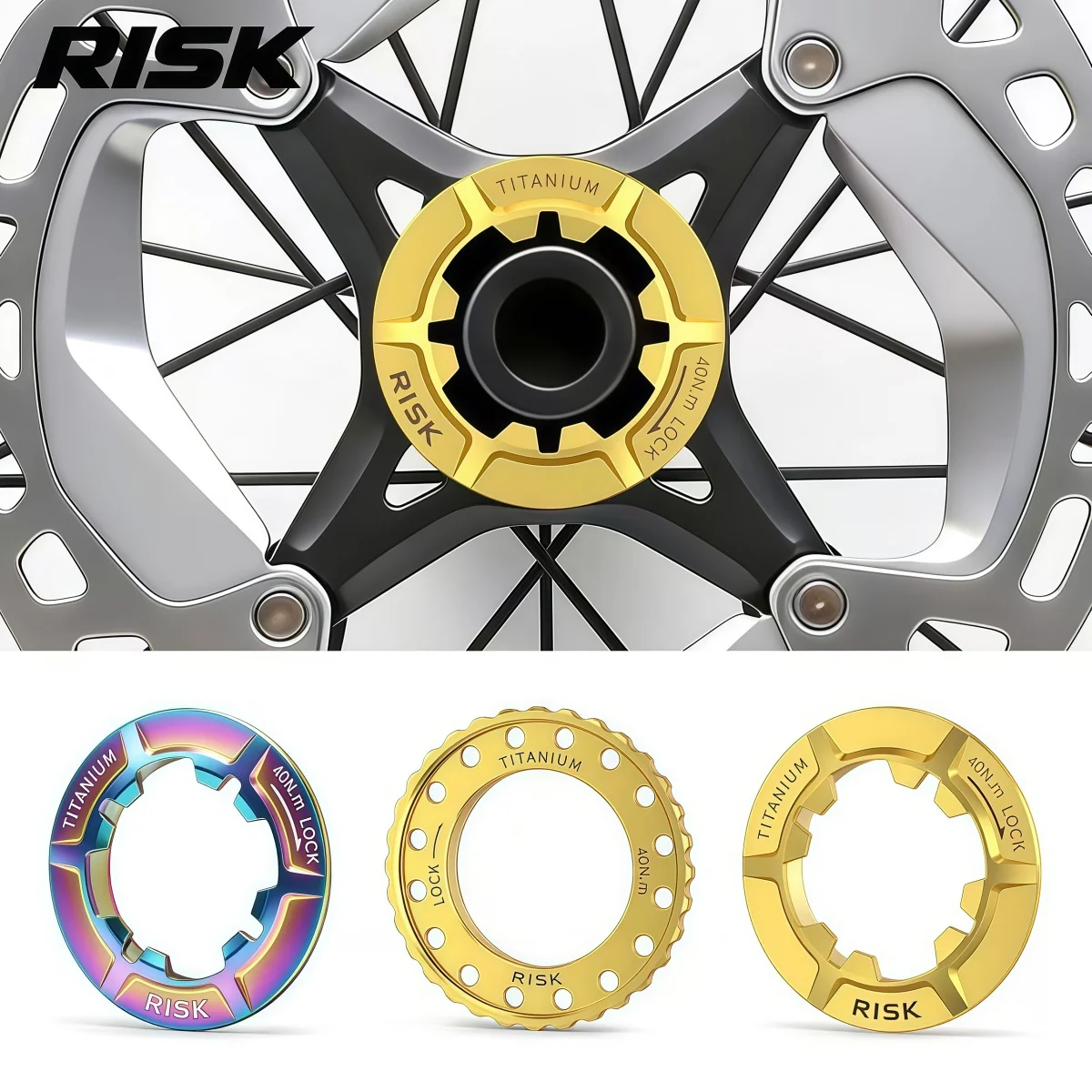 

RISK RT144/RT145 Titanium Center Lock Brake Rotor Lockring For Road Bike – Internal & External Lockring Compatible With SHIMANO