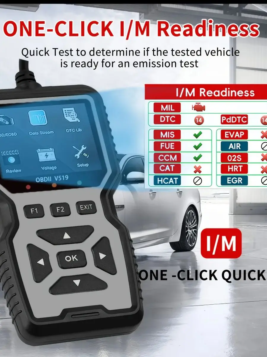 Autodiagnosetester V519 OBD-codelezer, OBD2-scanner voor het wissen van foutcodes, apparatuur voor voertuigonderhoud, auto-reparatie, draagbare scanner, handheld apparaat, duurzaam en stevig, - afbeelding 2