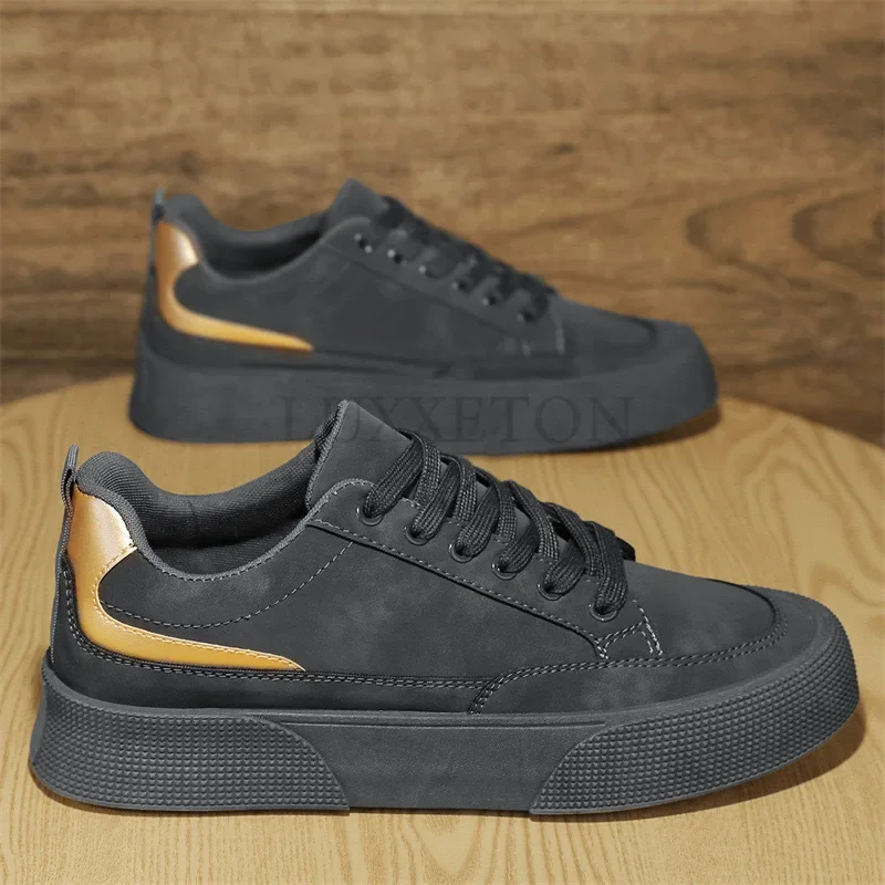 Men Vulcanized Shoes 2024 New Casual Canvas Skateboard Walking Flat Autumn Trend Thick Sole Sports Tennis Masculine Men Shoes