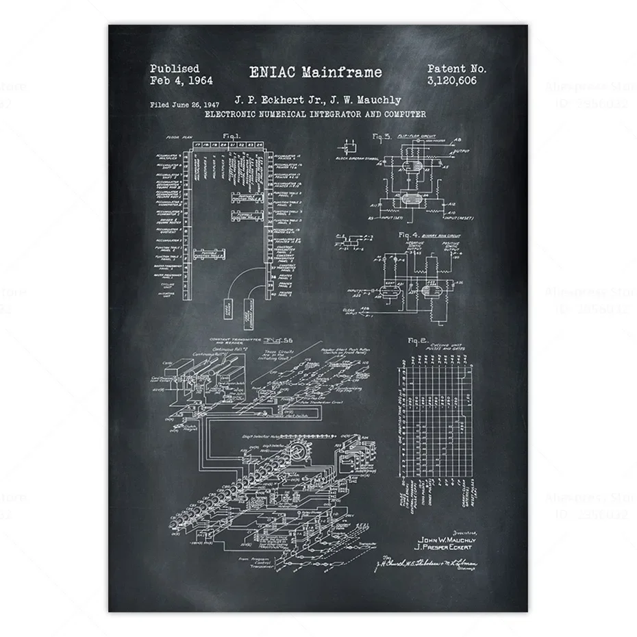 ENIAC First Programmable Computer Patent Print Art Poster Canvas Print Wall Art Wall Decor Vintage Picture Retro Art Home Decor