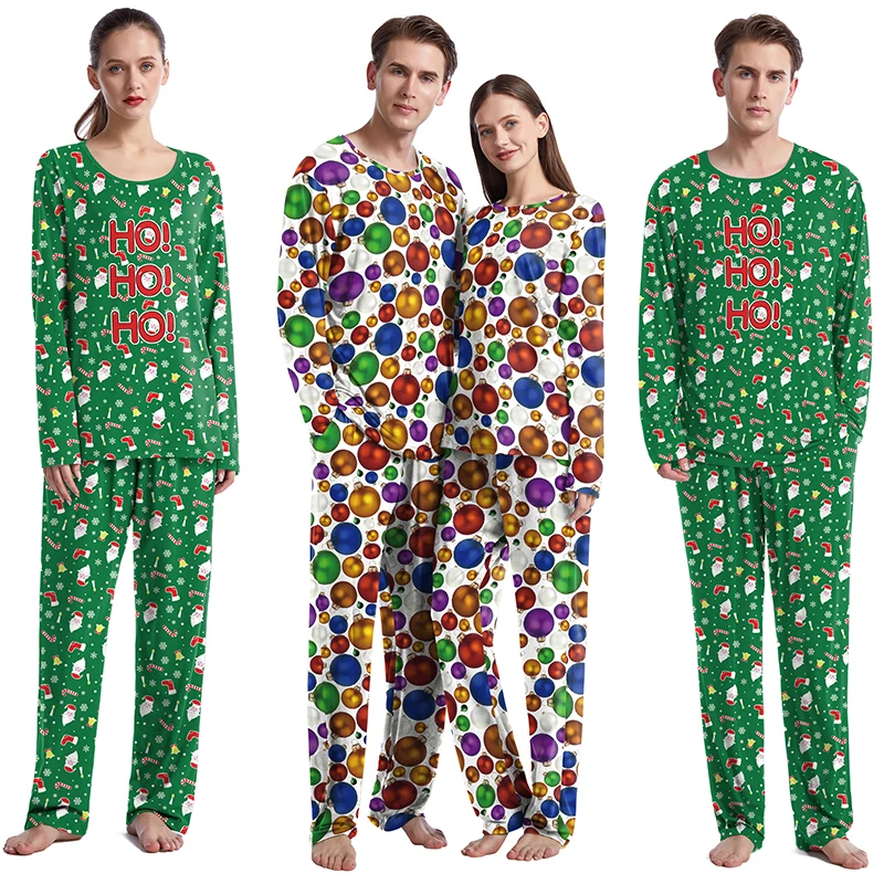 

Sleep Wear Santa Hat Christmas Graphic Pajamas Sets Pajama Couple Sleepwear Family Matching Suit Women Gifts Long Sleeves