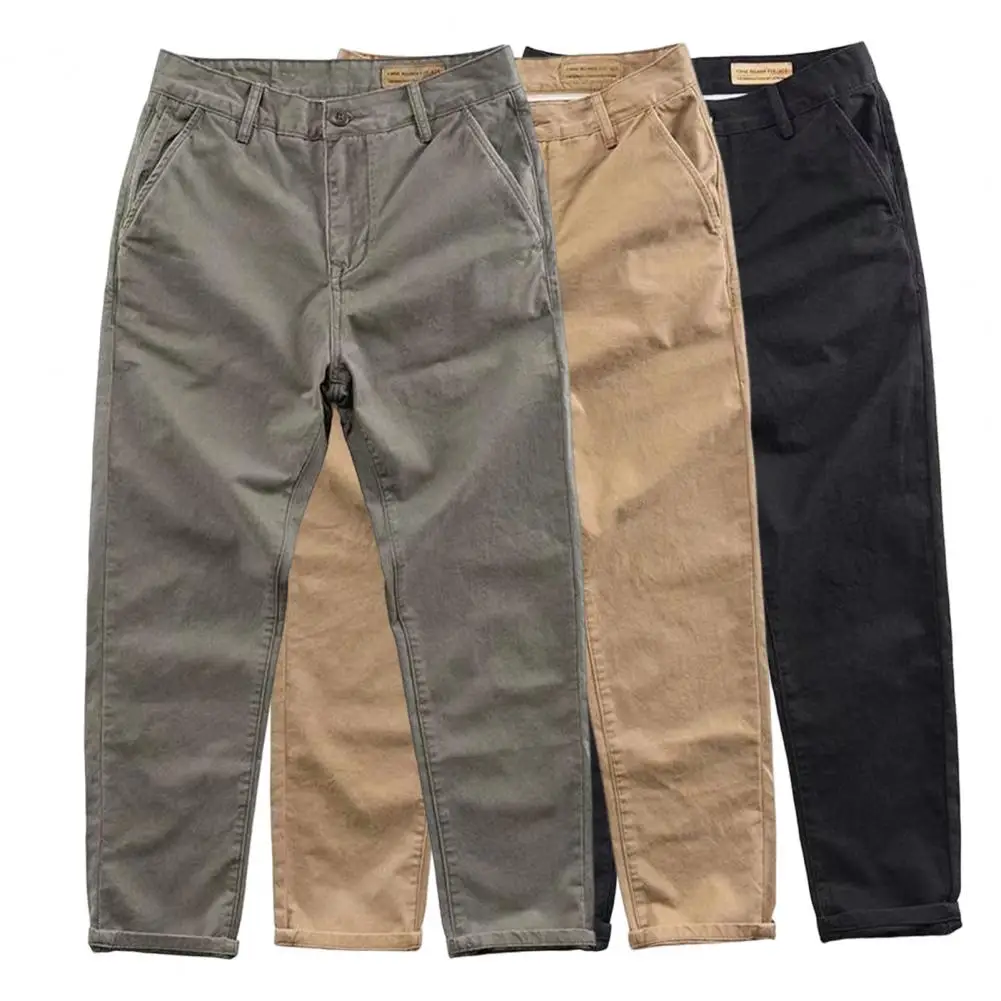 Pantalones de trabajo para hombre, ropa de trabajo de Color sólido, cintura media, soldadura eléctrica