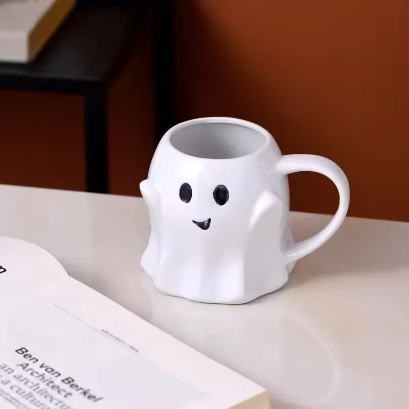 Halloween Ghost Elf Ceramic Mug Cute Couple Mug Gift Reusable Spooky Coffee Cup with Handle Fashion Drinking Cups Kitchen Mug