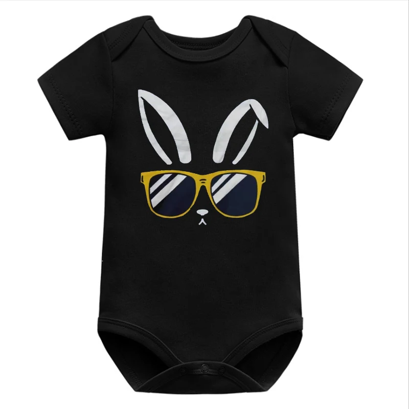 Cute Easter Shirt for Boy or Girl Bunny Ear T Shirt for Kids Newborn Baby Clothes Sunglasses Clothes Funny Bodysuit