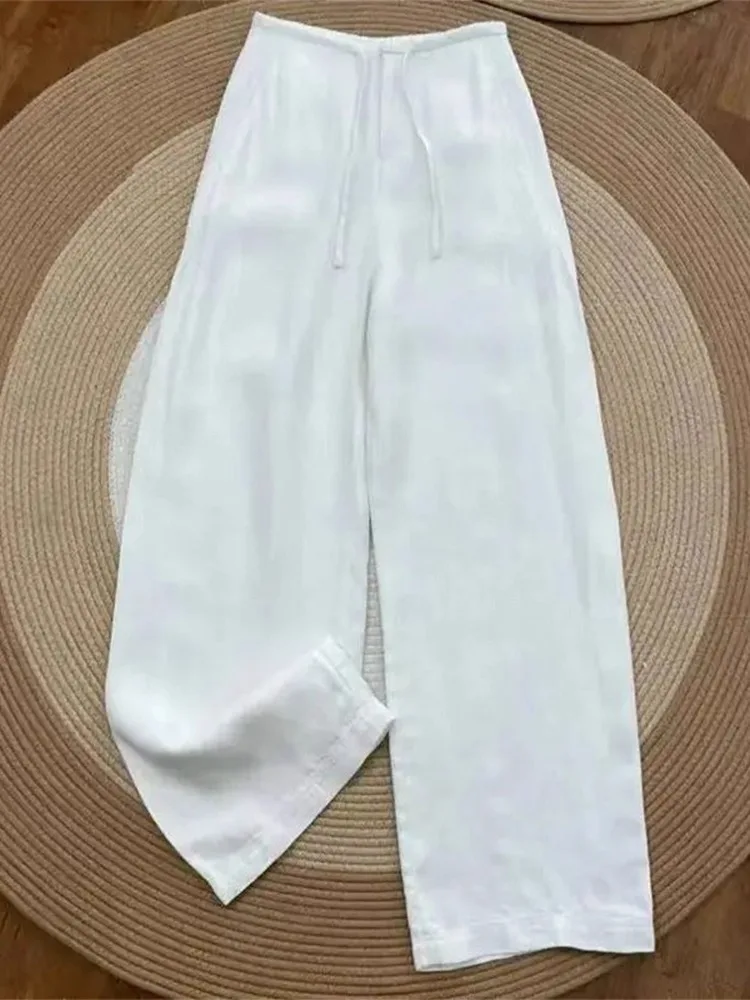 

Men's Summer Lightweight Breathable Linen Straight Leg Pants Drapey Casual Trousers Faionable Loose Fit Long Trousers