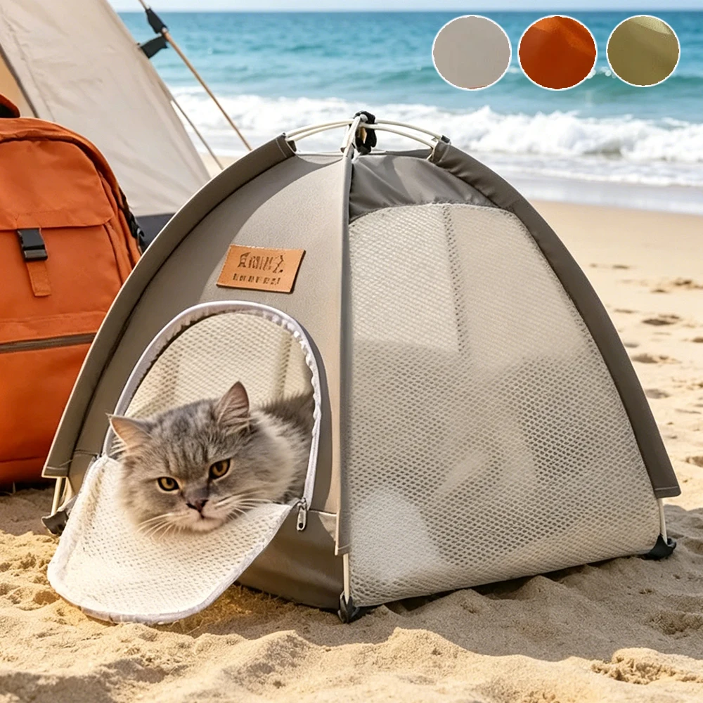 

Self Opening Pet Tent with Zipper Closure,No Assembly Washable Cat Bed,Portable Outdoor Cat Enclosure forTravel,Anti-Slip Bottom