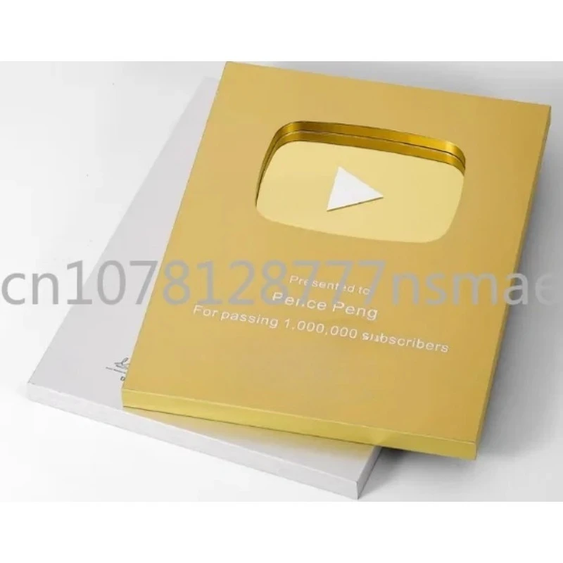 

Индивидуальный алюминиевый резьба с принтом трофея, плоский позолоченный, посеребренный щит для YouTube, игровая кнопка, почетный бизнес-подарок, награда