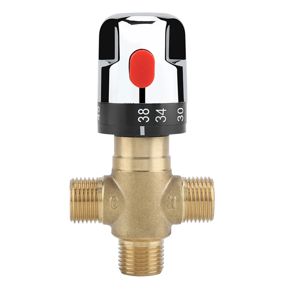 3-Way Brass Pipe Bathroom Water Temperature Control Faucet Cartridges Thermostat Faucet Thermostatic Mixing Valve