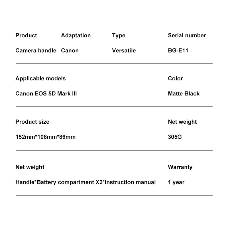 Poignée de batterie verticale BG-E11 pour Canon EOS 5D Mark III 5DIII 5DS 5DS R poignée de batterie d'appareil photo