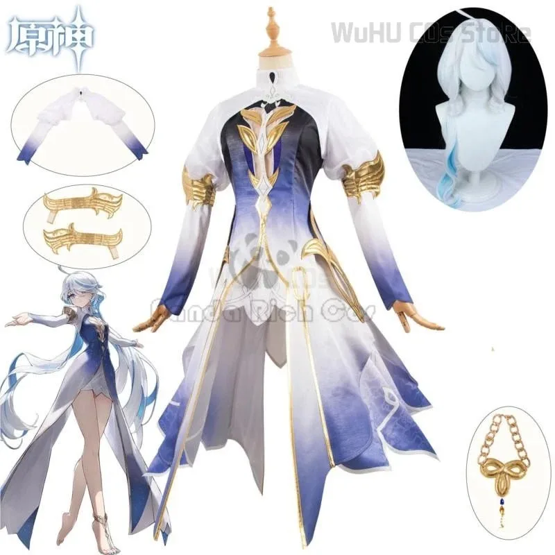 Focalors disfraz juego Genshin Impact Fontaine Dios de la justicia Furina peluca Cosplay conjunto completo mujeres trajes de Halloween; 3, k8't,