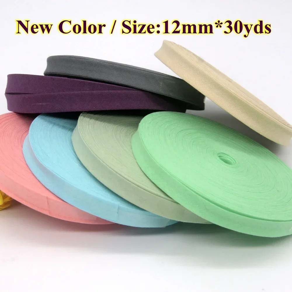 Cotton Bias Binding Tape for Cloth Fabric, DIY Handmade Sewing Material, Garment Accessories, 12mm Width, 1 \