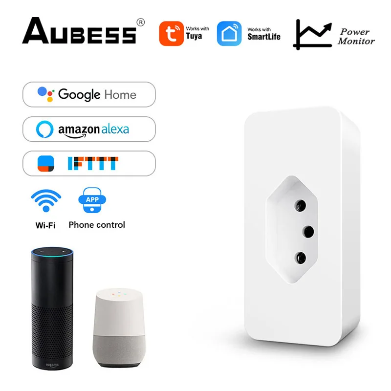 

16A Tuya Zigbee/wifi Socket Timing Brazil Smart Plug With Power Monitor Smart Home Work With Alexa And Google Home Assistant