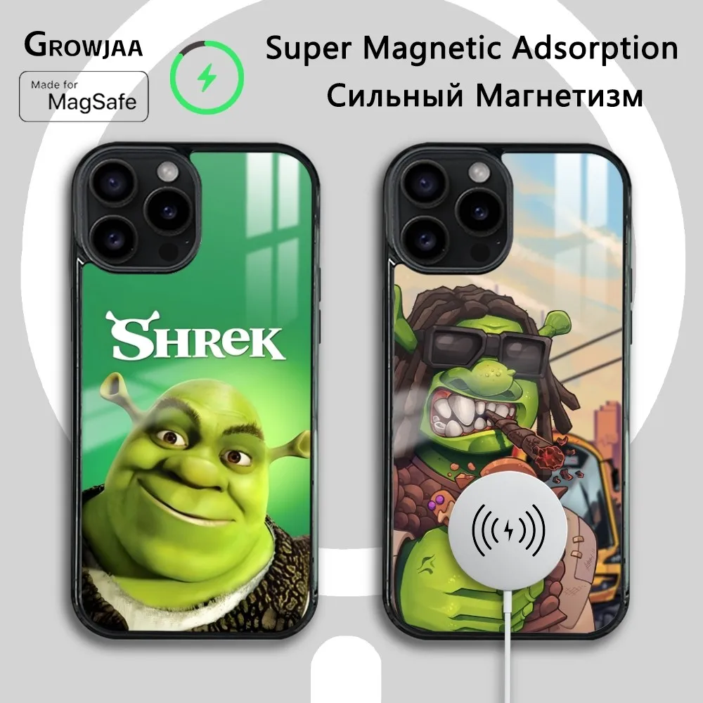 Cartoon Funny S-ShrekS Phone Case For iPhone 16 15 14 13 12 11 Pro Max Plus Mini Magsafe Mirror Wireless Magnetic Cover