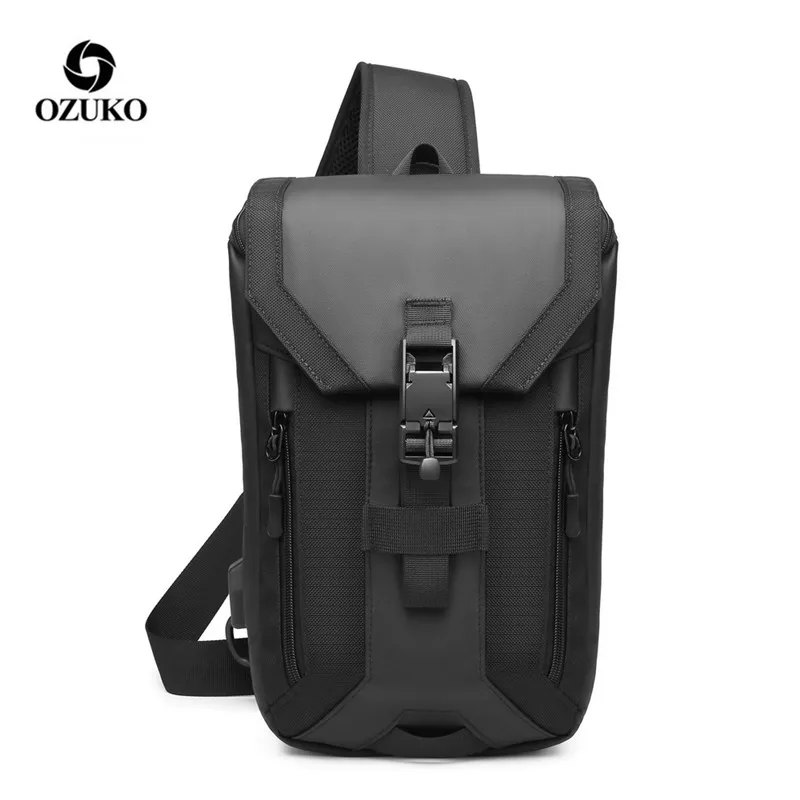 OZUKO, bolso de mensajero para hombre, bolso cruzado antirrobo, IPAD de 9,7 pulgadas, bandolera de hombro impermeable de alta calidad para hombre, bolso de pecho