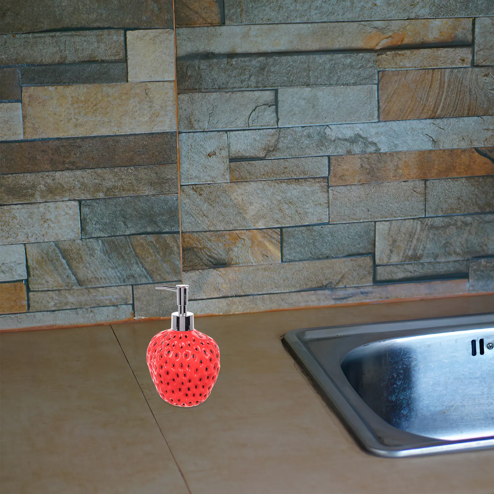 Strawberry Hand Soap Dispenser Refillable Pump Bottle for Bathroom Travel Shampoo Conditioner Body Wash Shower Bottle