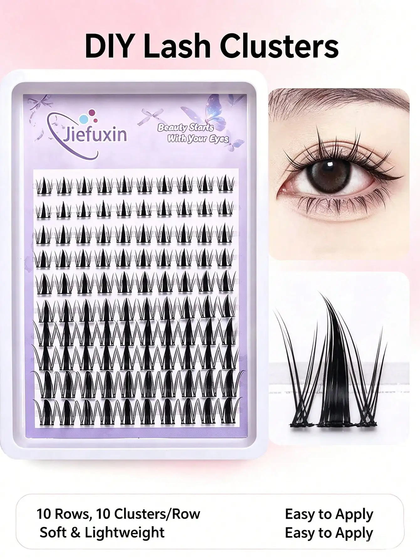 DIY Wimpernbüschel, wiederverwendbare falsche Wimpern, einfach anzubringen, DIY Wimpernverlängerung, Augen-Make-up für Frauen – Detail 2