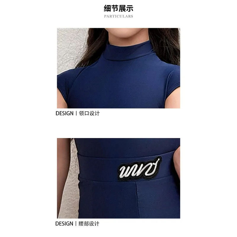 

New Latin dance costume forgirls and children,short sleeved advanced training outfit, training competition,split set dance skirt