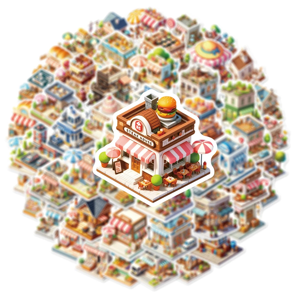 

10/30/50pcs Cute Aesthetic 3D House Cartoon Graffiti Stickers Funny Kids Toy Decals DIY Phone Suitcase Guitar Waterproof Sticker