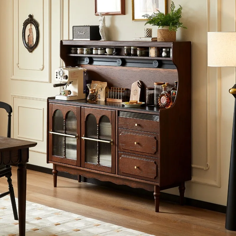 

medieval solid wood, dining side cabinet, French retro wall integrated locker, living room cabinet, tea cabinet