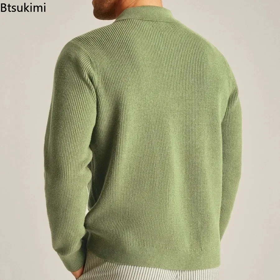 New Men's Autumn Winter Long Sleeve Knitted Cardigan Sweater Vintage Solid Casual Button-up Sweater Coats Men Warm Knitwear Tops