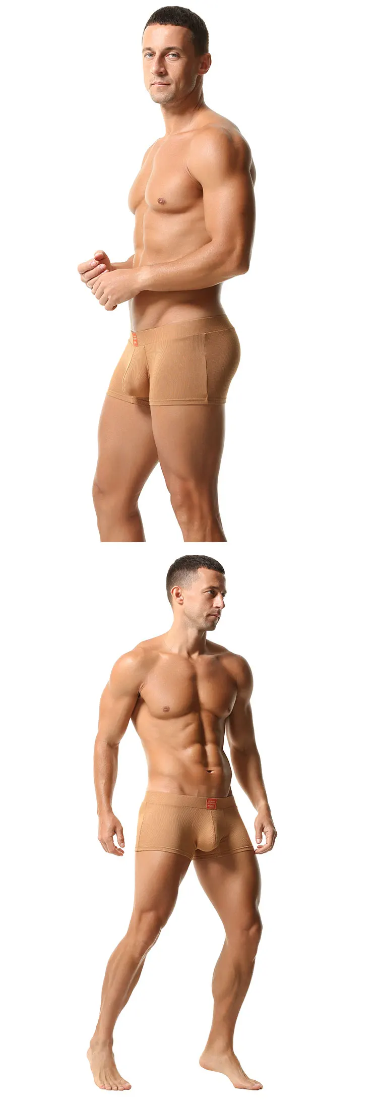 TAUWELL Herren Gerippte Boxershorts mit 3D-Konturierter Tasche Elastischer Bund Weicher Stretch-Stoff für Komfort Lässige Unterwäsche – Detail 3