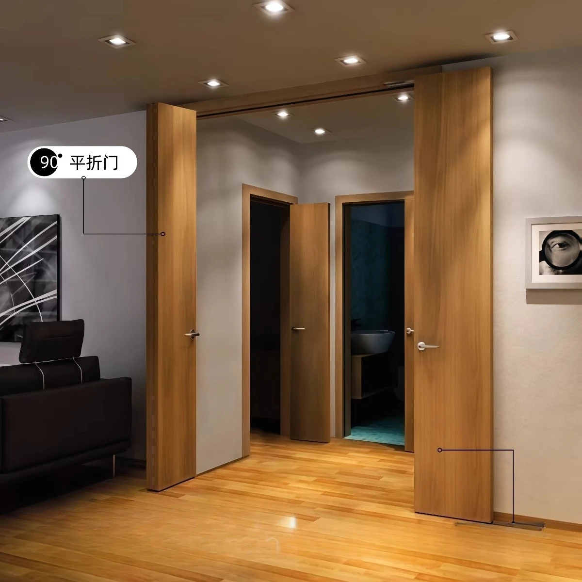 Folding door hardware accessories door flat folding door 180 degree folio invisible track