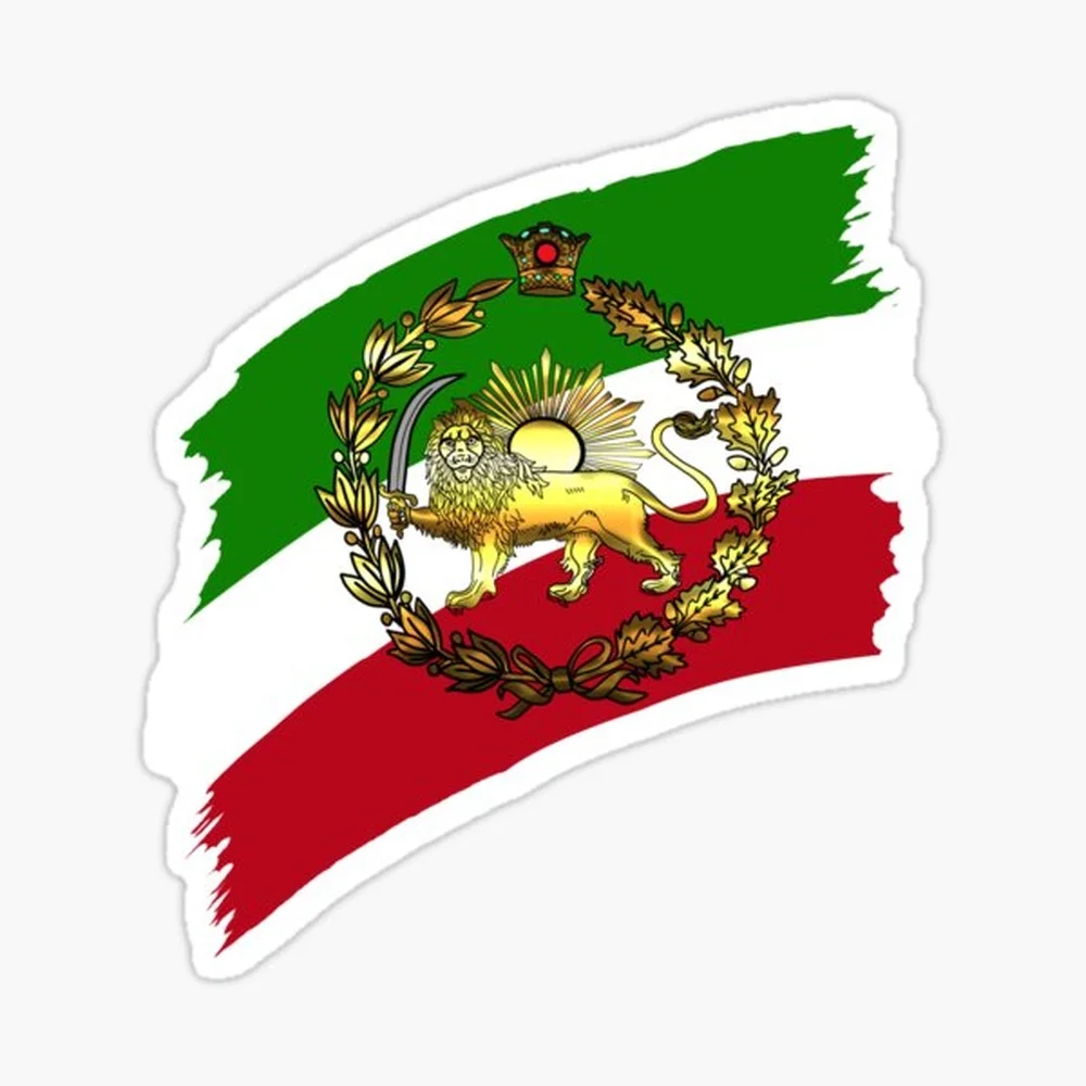 Iran Pahlavi's flag with lion and crown  Sticker for Laptop Decor Bedroom Car Cute Cartoon Art Fashionable Public Suitcase