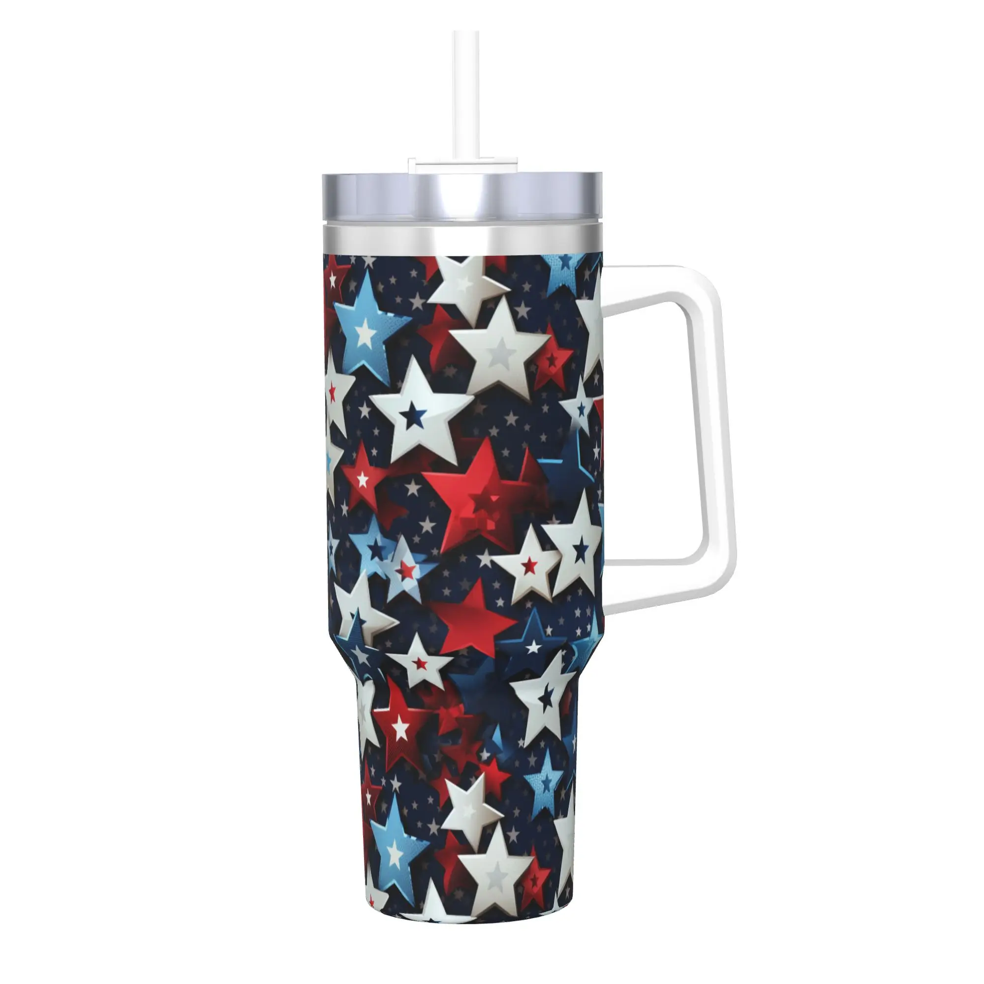 

Stainless Steel Tumbler USA American Flag Star Coffee Mug Independence Day Leakproof Hot Drinks Mugs Cup Travel Water Bottle