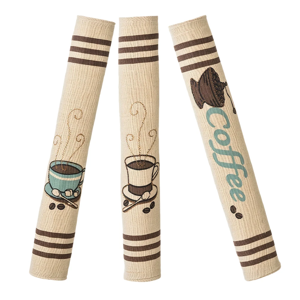 

3pcs Refrigerator Covers Coffee Themed Fridge Door Protectors Kitchen Appliance Covers Microwave Oven Handle Cover Freezer