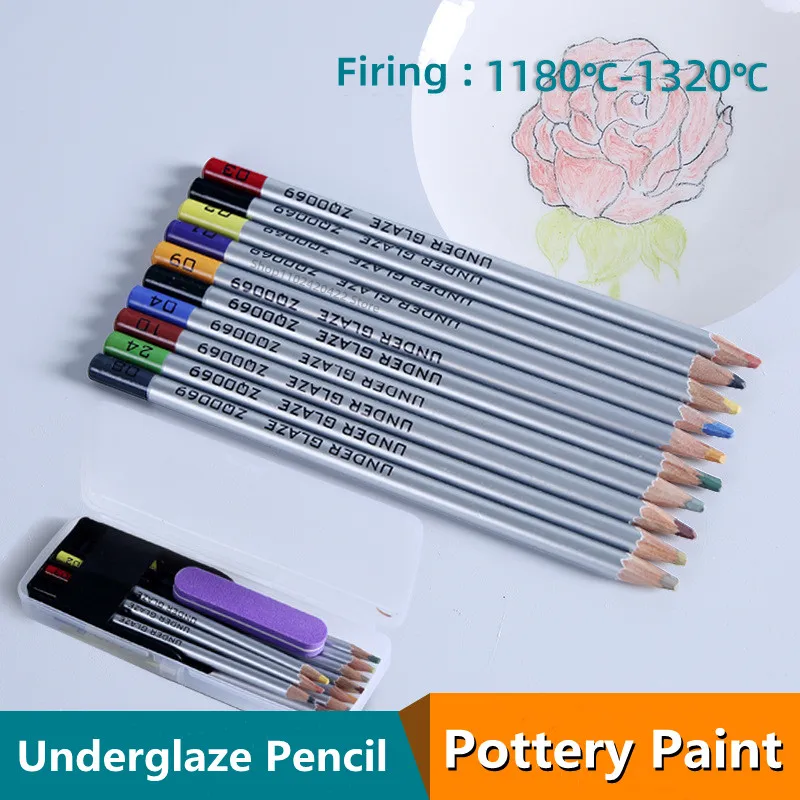 Keramik Unterglasur Farbe Bleistift 10 Farben Optional Hohe Temperatur Glasur Pulver Stift DIY Keramik Malerei Färbung Werkzeug