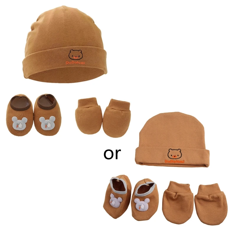 1 Set Baby Anti Scratching Gloves Hat Foot Cover Set Soft Cotton Newborn No Scratch Mittens Socks Beanies Cap Nightcap