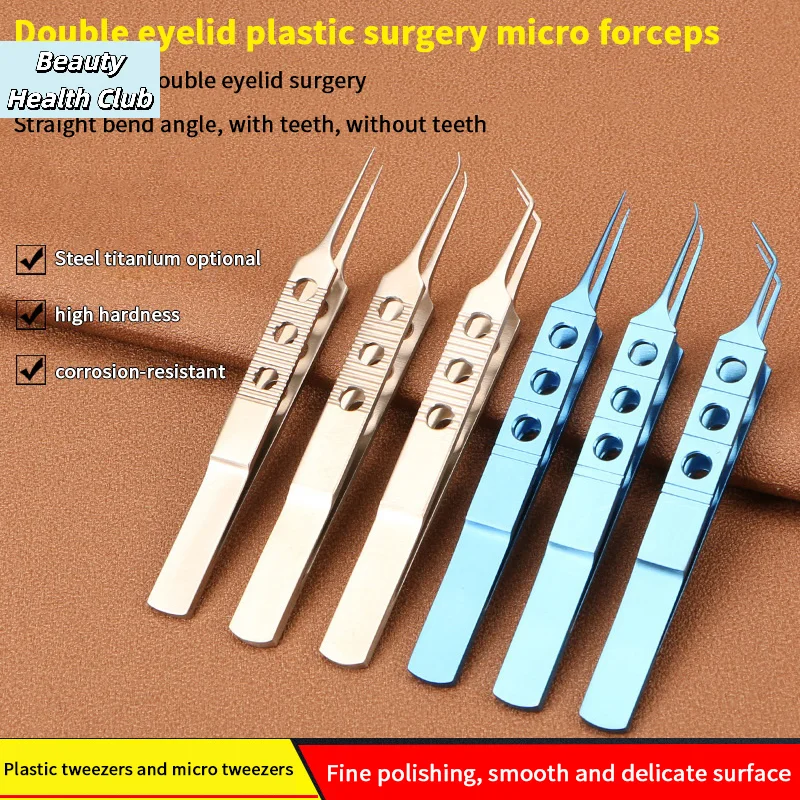 【Titanium Alloy/Stainless Steel Ophthalmic Forceps With Teeth Microsurgical Tweezers Double Eyelid Plastic Surgical Forceps】