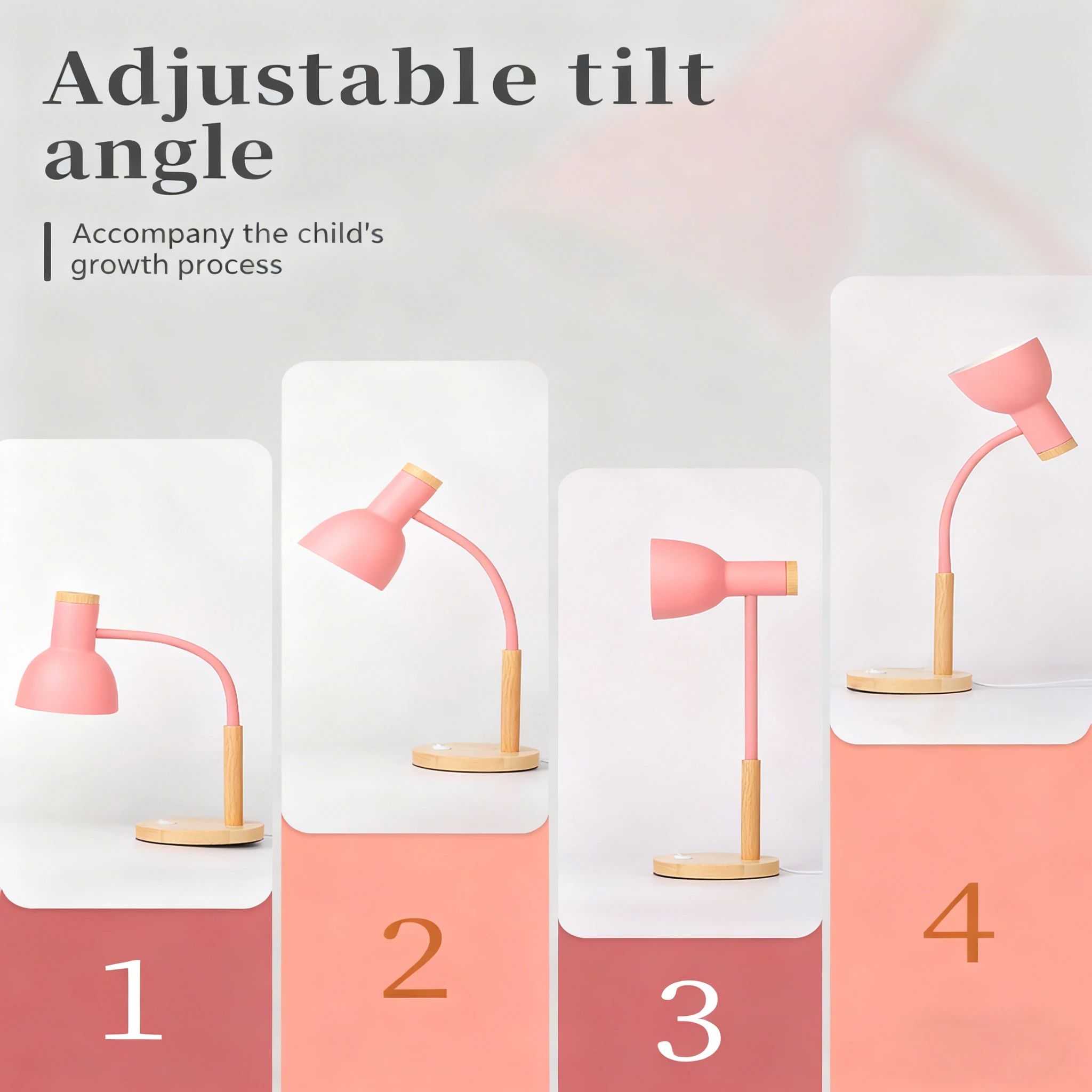 E27 Led Desk Lamp Replaceable Bulb Wood Base Desk Lighting for Indoor Study and Work Reading Table Lamp with European Plug