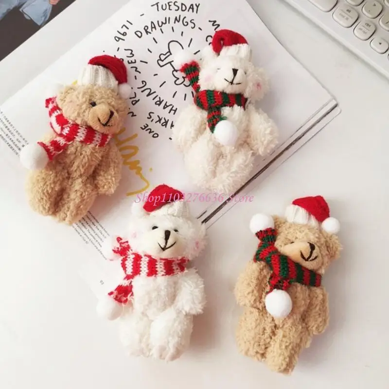 

R6FD Mini Plush Bear Keyring Christmas Ornament Bag Pendant Girls Backpack Decoration