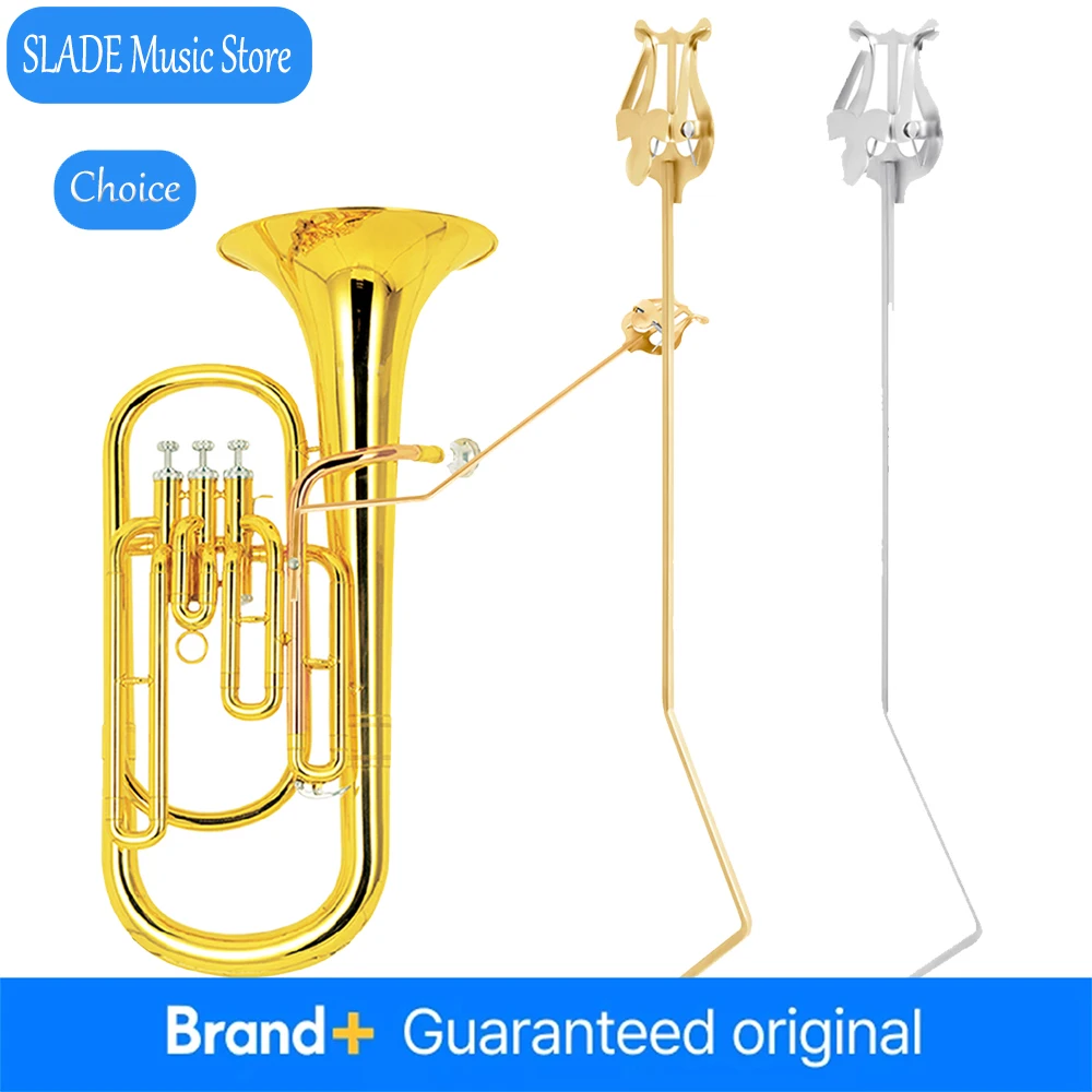 Atril de música portátil de metal para trompa tenor, tuba, bombardino y otros instrumentos de viento metal. Soporte para partituras. Accesorios para instrumentos de viento.