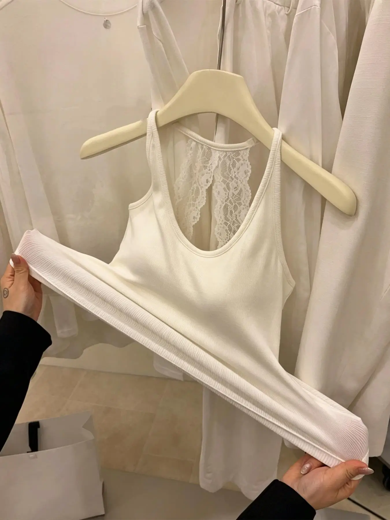 Y2K Solid Color Lace Korean Vest Women Summer Thread Sleeveless T-Shirt Street One Size Tank Tops Cotton Casual Padded Camisole