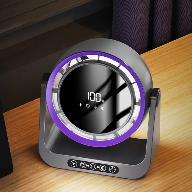 USB Air Circulator Fan Bladeless Quiet Desk Fan With Remote Digital Display Table Fan for Bedroom Office Kitchen Home White
