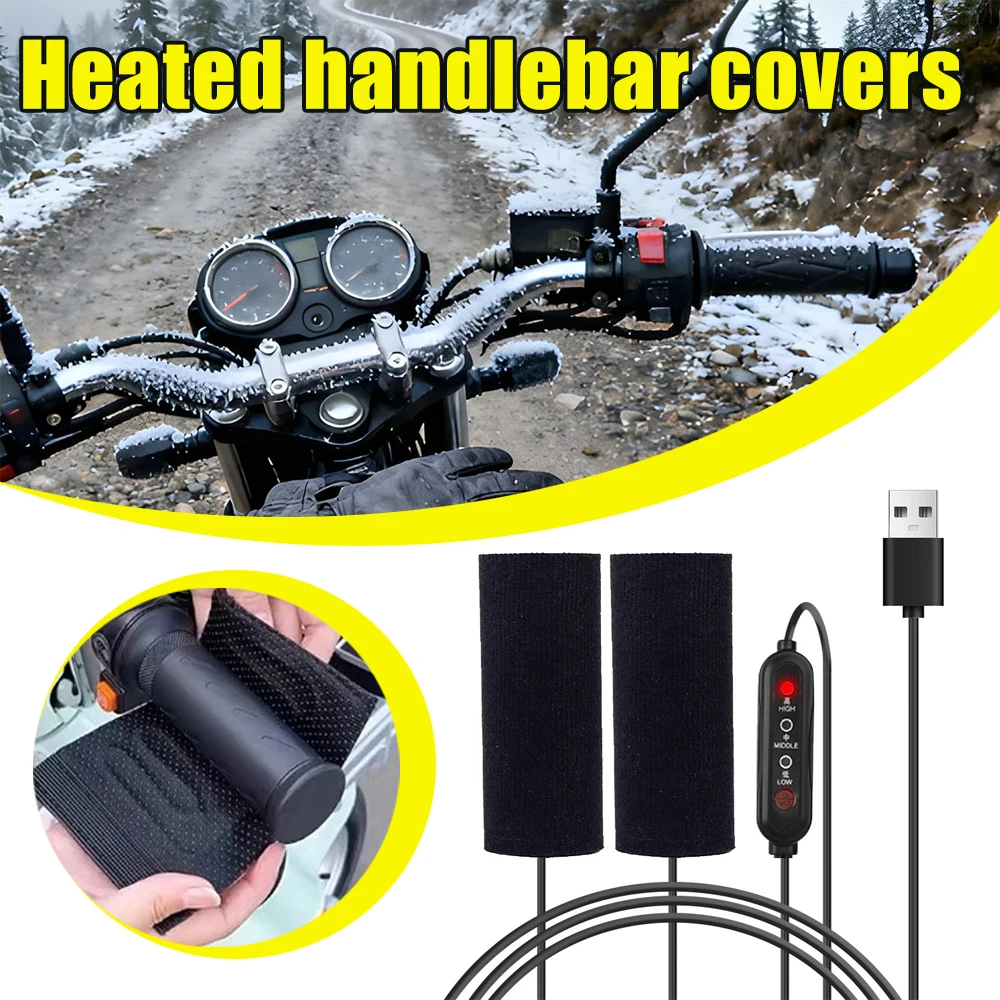 

USB Heated Handgrip 5V 2A Motorcycle Three-Level Heating Winter Riding Warmth Anti-Slip and Fast Heating Handgrip Accessory