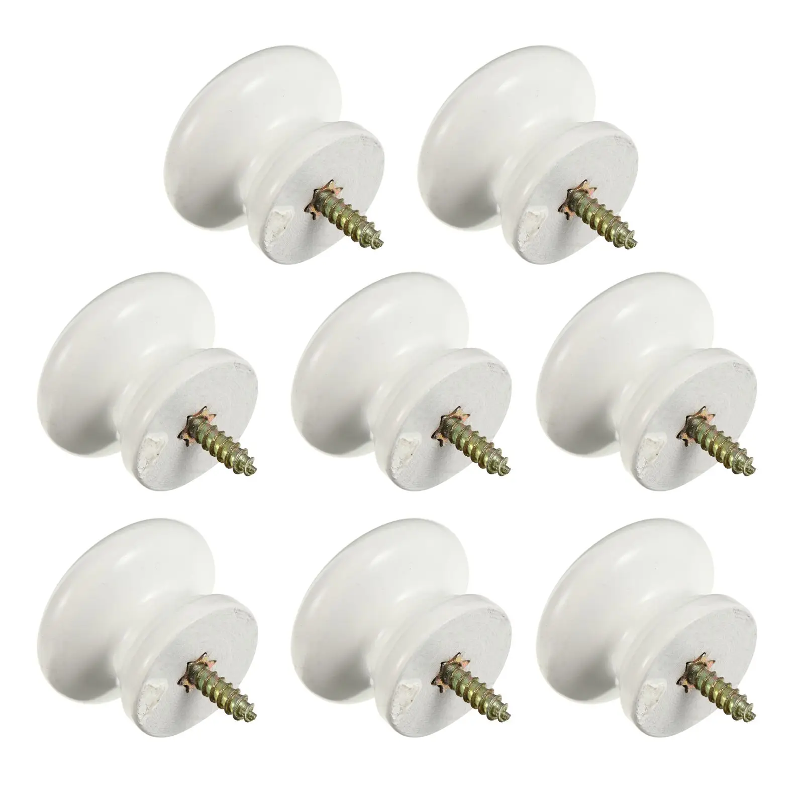 

8 Pcs Solid Wood Handle Dresser Drawer Knobs Brown Kitchen Cabinet Cupboard Retro Self Tapping Durable Round Wardrobe Hardware