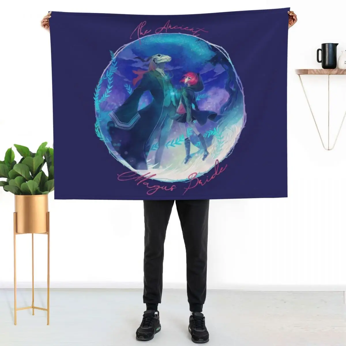 The Ancient Magus Bride - Mahoutsukai no. Yome typo poster (square ver.) Throw Blanket valentine gift ideas Stuffeds Blankets