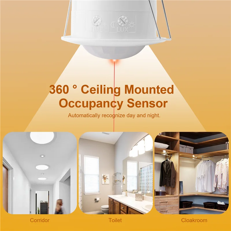 

АБ08-110В-220В 360 ° Инфракрасный встраиваемый PIR-потолочный датчик движения, переключатель света, датчик движения