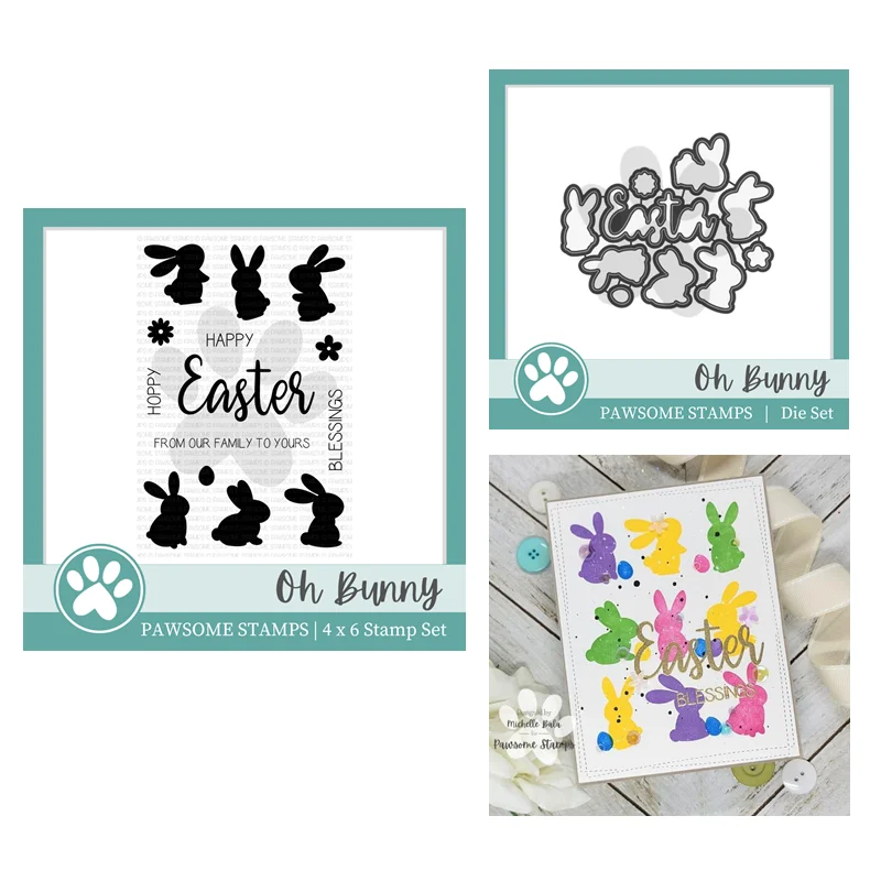 

Oh Bunny Happy Easter February 2023 New Clear Stamps Set Scrapbooking for Paper Making Metal Cutting Dies Frames Card Craft