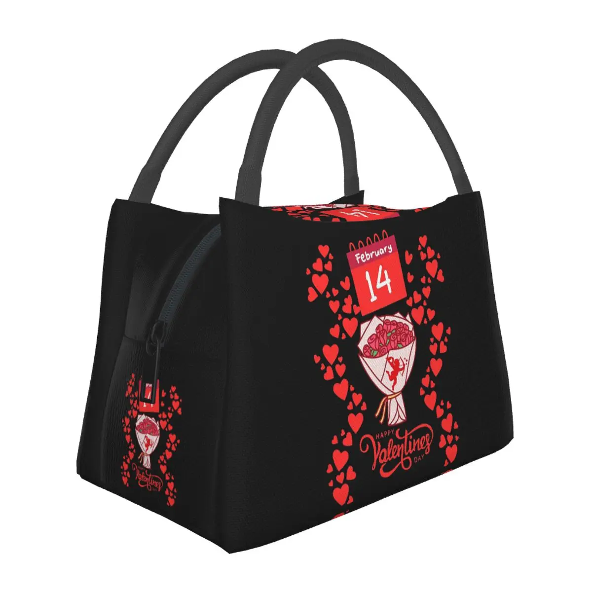 Happy Valentine's Day - February 14 Insulated Lunch Bag for School Bento Storage Food Boxes Portable Thermal Lunch Box Tote