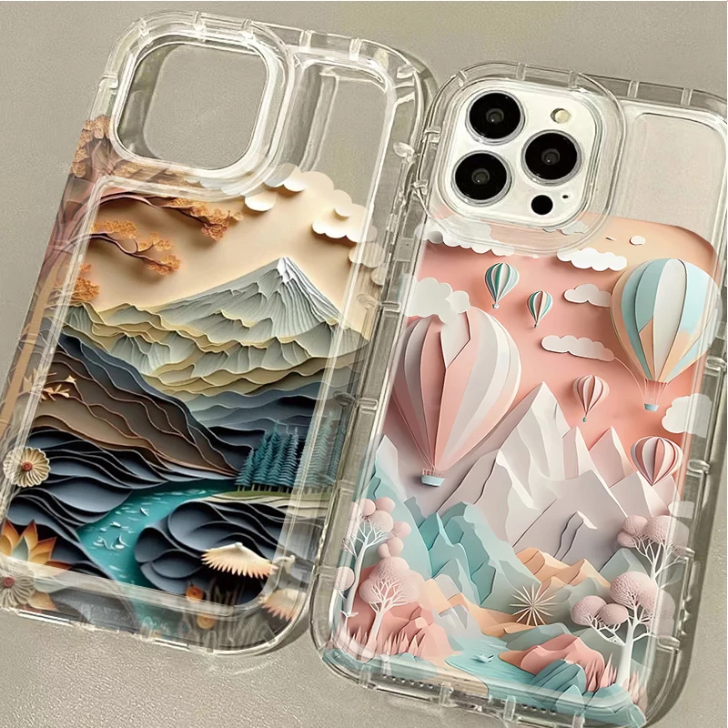 Paper Art Beautiful Landscape Case for Samsung Galaxy S24 Ultra S23 S22 S21 FE S20 Plus Note 20 10 Pro A34 A54 A33 A53  95 Cover