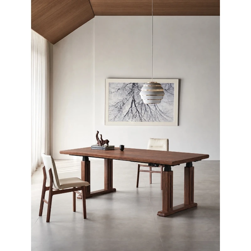 Black walnut lifting dining table living room integrated table