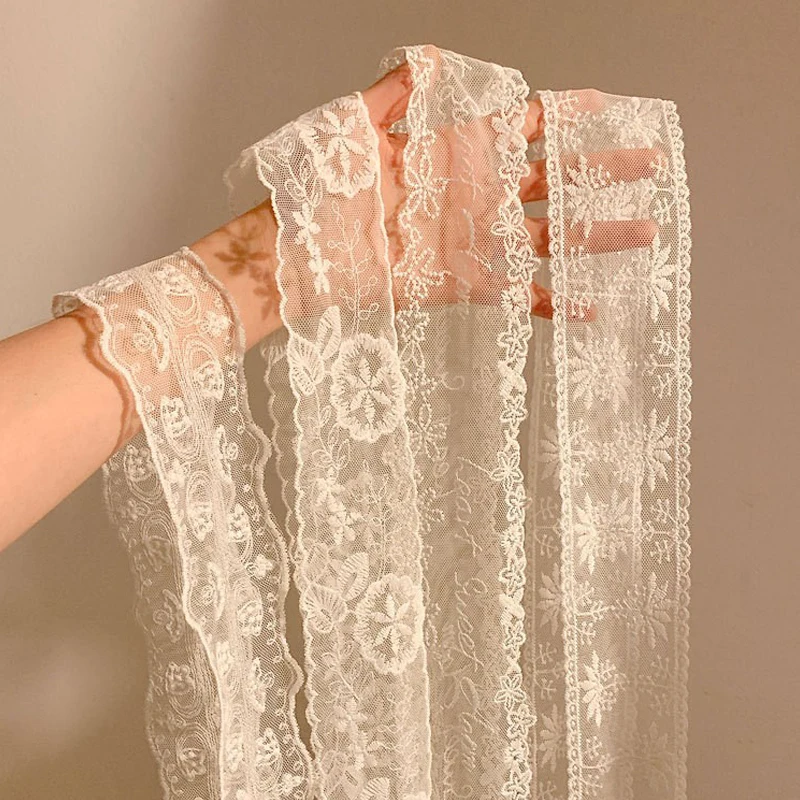 

Embroidery Long Ribbon And Belt Accessories French Lace Scarf Summer Hollow Floral Long Ribbon Scarves Hair Tie Snood Headband