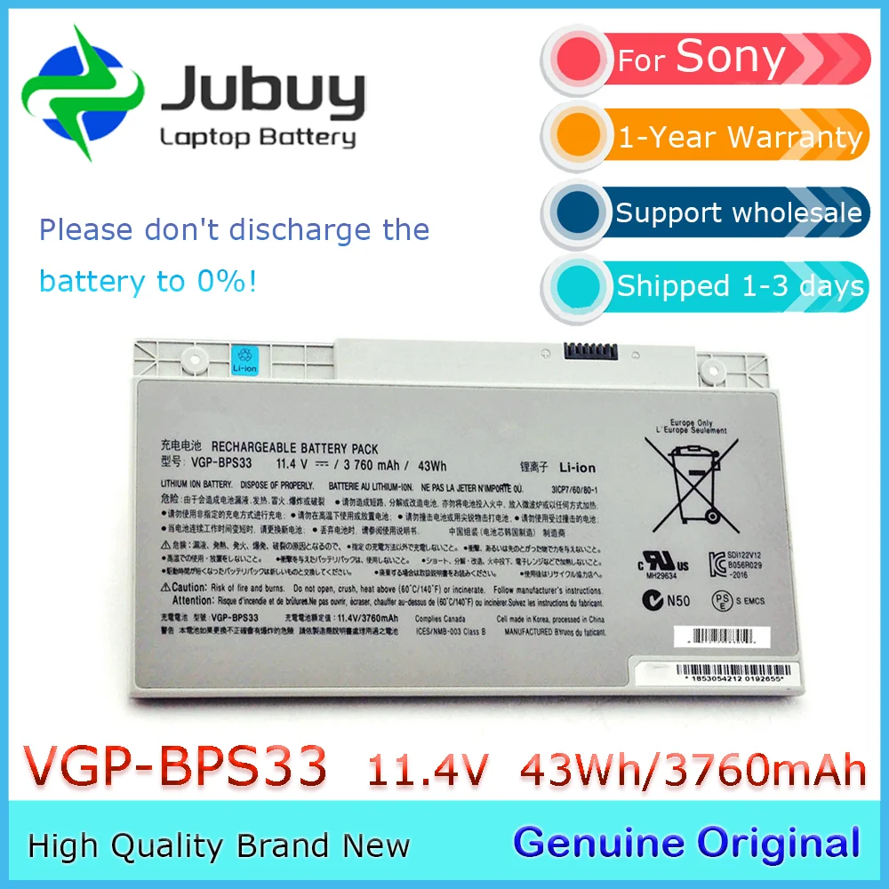 VGP-BPS33 11.4V 43Wh Original Laptop Battery for Sony Vaio SVT1511A11L SVT15112CXS SVT151190X