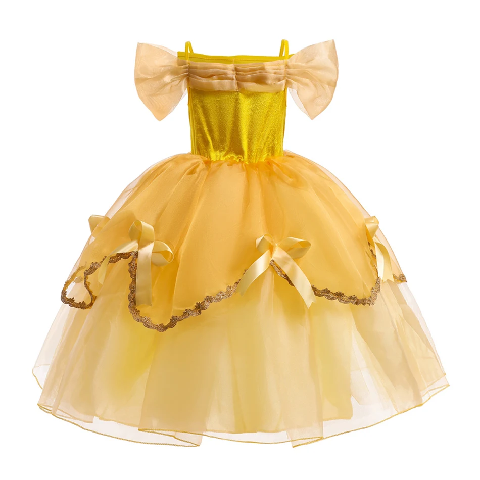 Girls Belle Dress Beauty Beast Cosplay Princess Costume Kid Role Playing Birthday Gift Christmas Halloween Party Charm Ball Gown